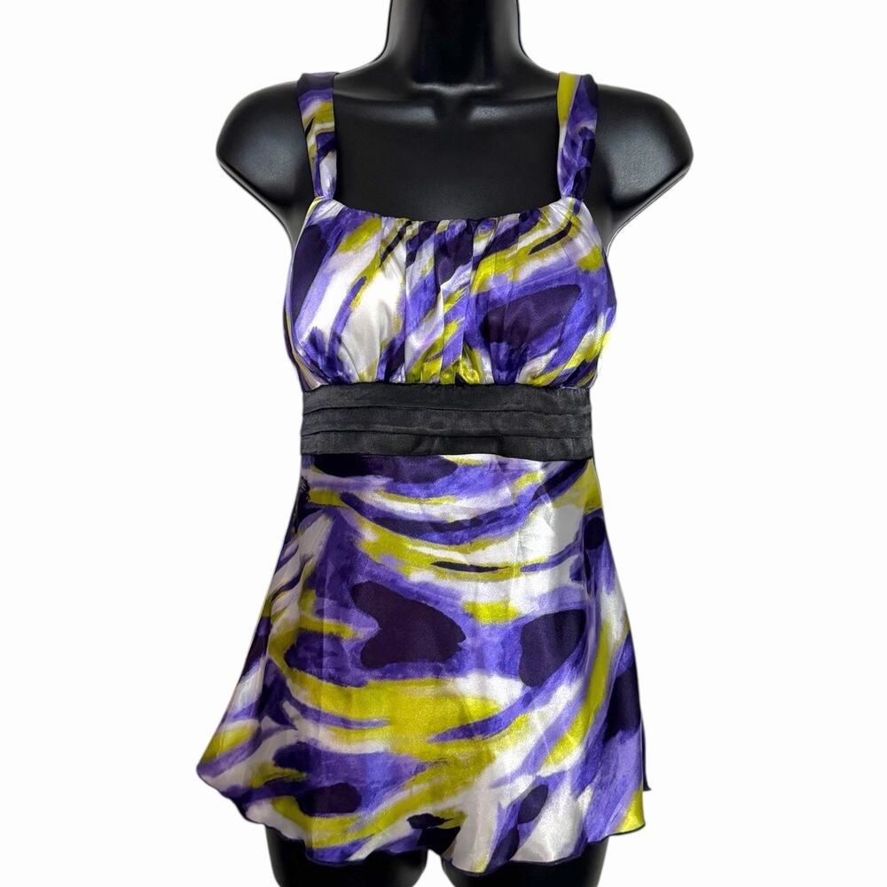 Vtg Iz Byer Satin Cami Blouse S Abstract Babydoll Whimsigoth Fairy Grunge Y2K